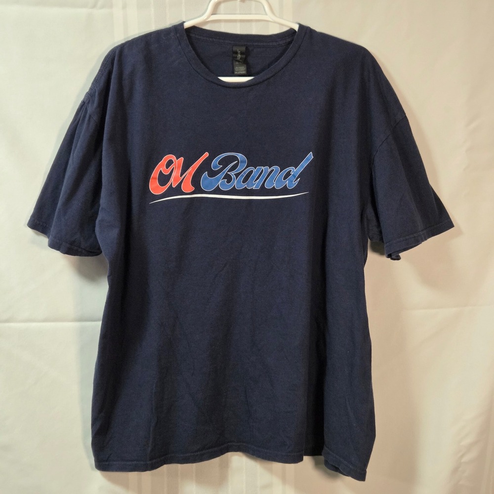 Gildan T-Shirt Mens 2XL Navy OM Band Ole Miss Graphic Softstyle Short Sleeve